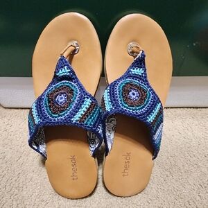 The Sak Crochet Sandals Size 6 Blue Flip Flop Womens